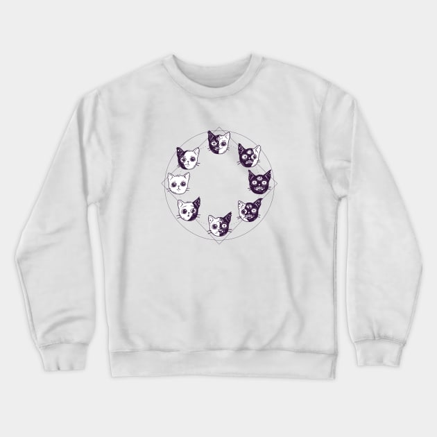 Cat Moon Phases No Background Crewneck Sweatshirt by comfhaus